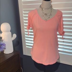 Sz S Splendid Pink Cold Shoulder Top w/Tie Detail